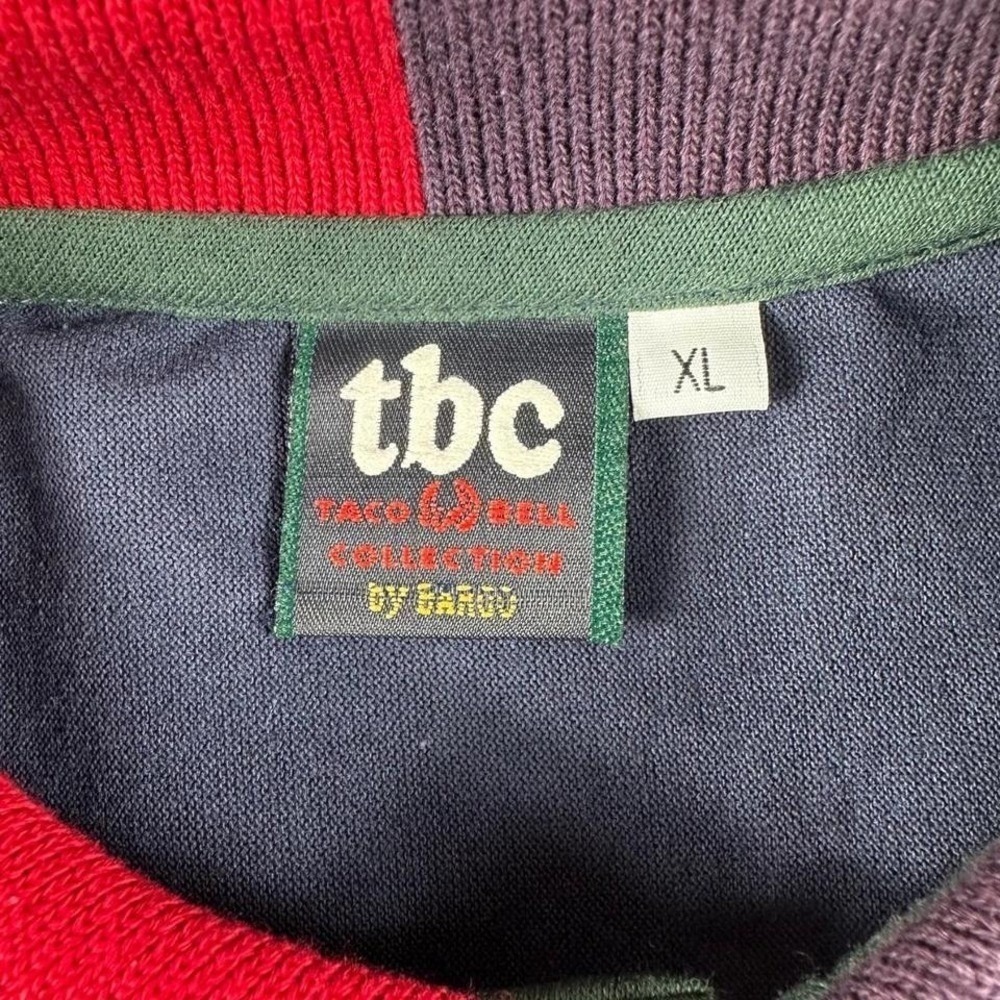 NWT VTG Taco Bell Collection Barco Polo Shirt Mens XL Navy Red Striped 90s NWT - Picture 2 of 5